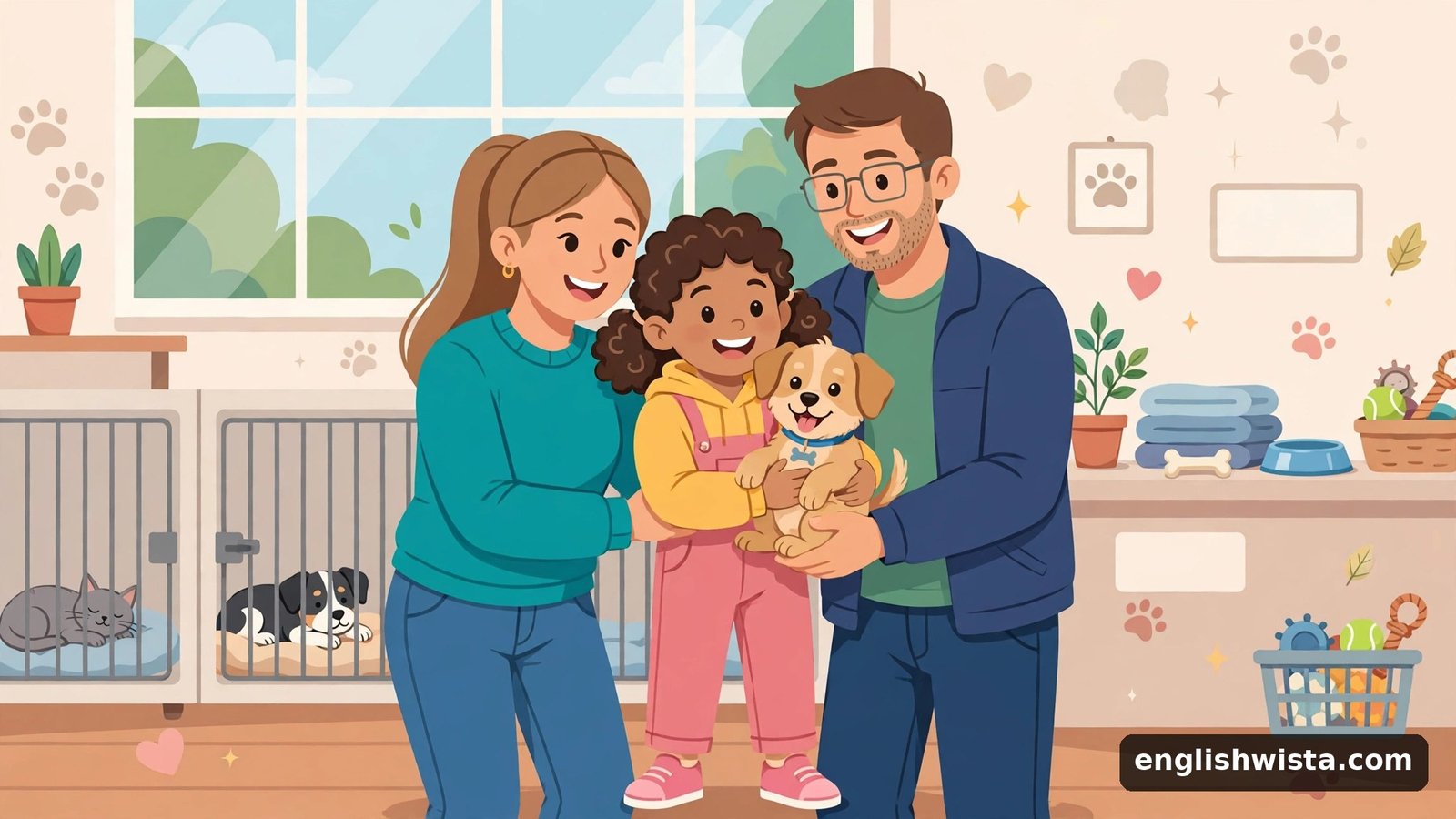 Family adopting a puppy for adopt
