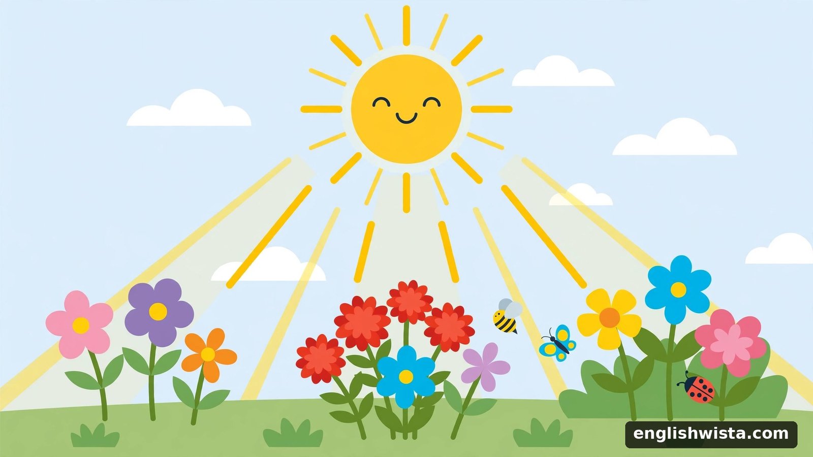 Sunshine making flowers bloom for effect