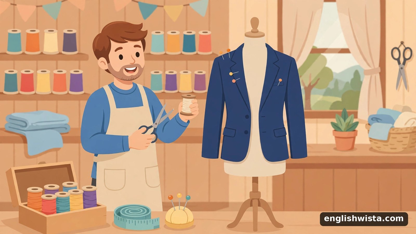 Tailor altering a suit