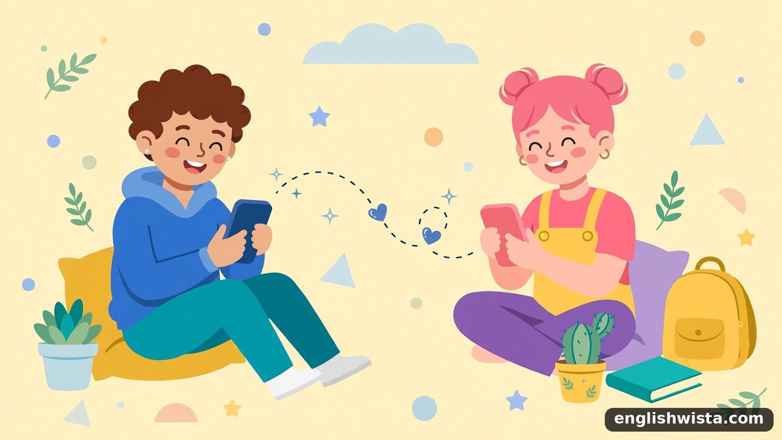 Friends texting illustration