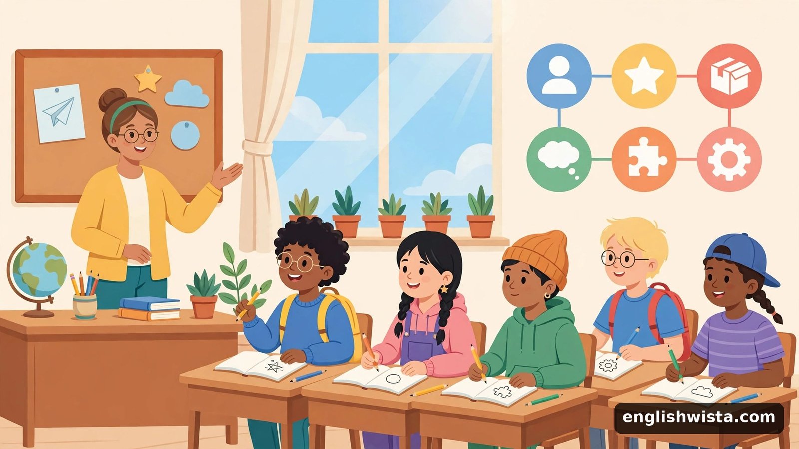 Classroom scene learning arrive vs reach