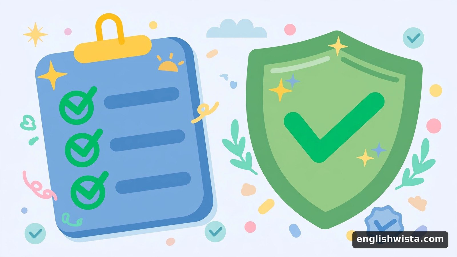 Checklist with shield for ensure