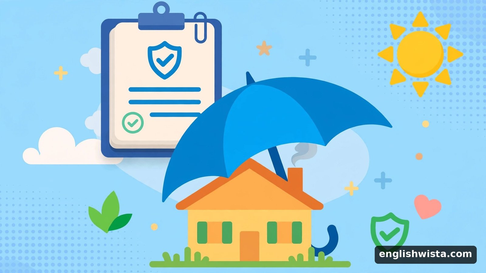 Insurance document with umbrella for insure