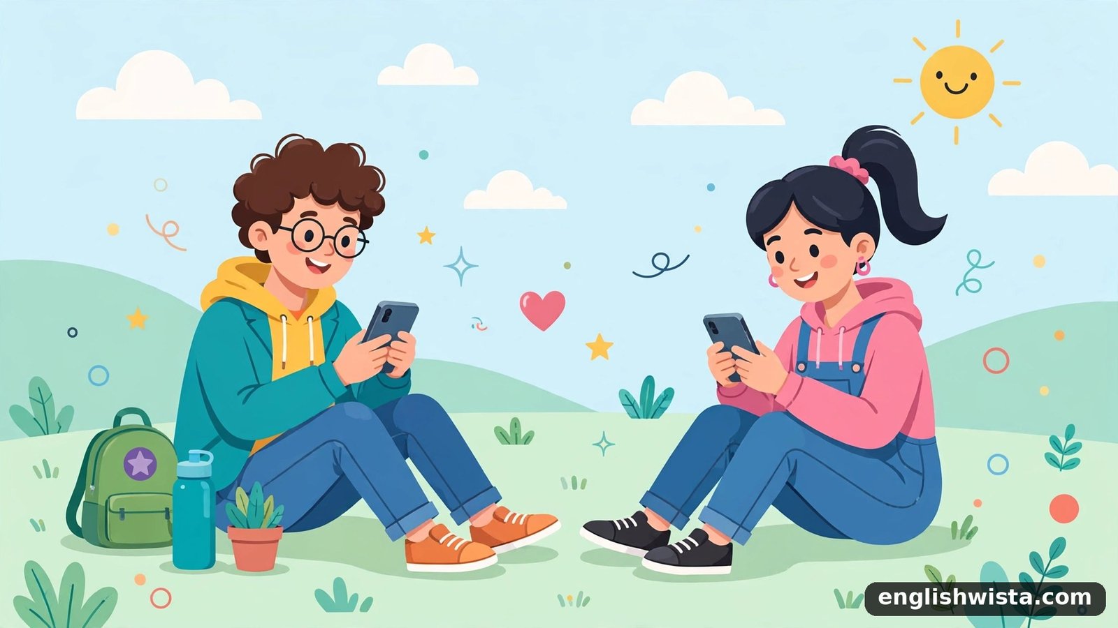 Friends texting illustration