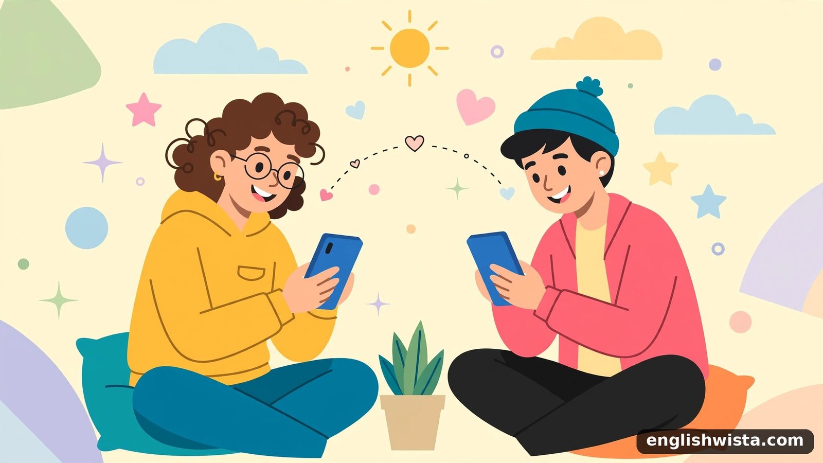 Friends texting illustration
