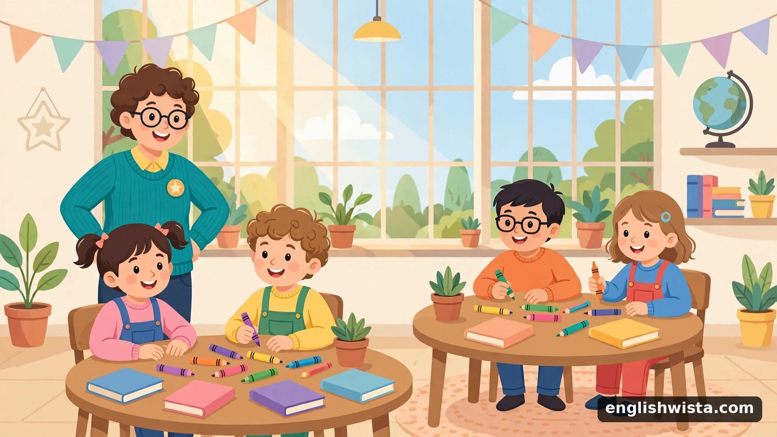 Classroom scene learning beside vs besides