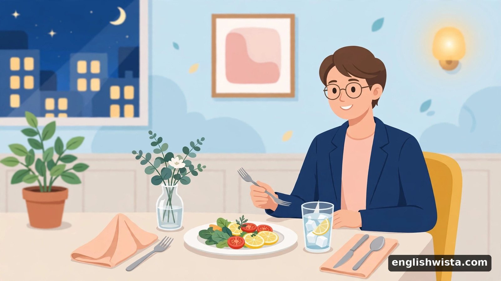 Person dining at a fancy restaurant