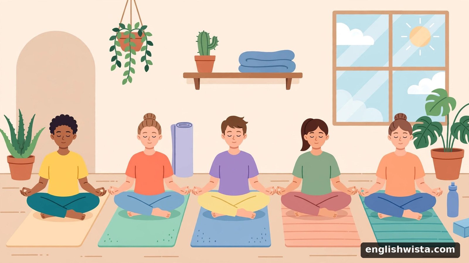 Yoga class breathing exercise