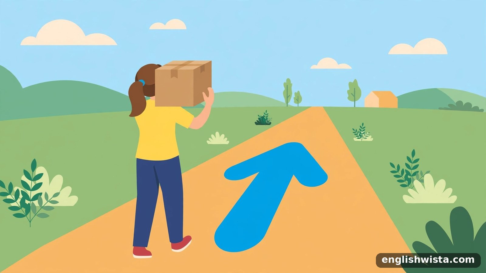Cartoon person taking a box away