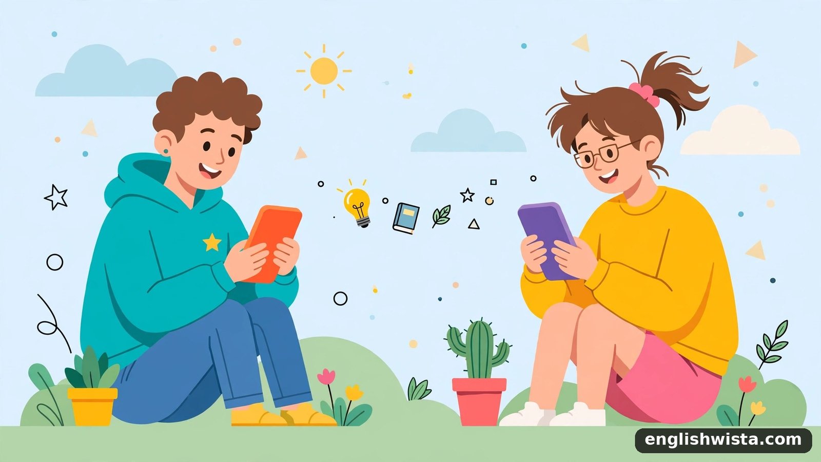 Friends texting illustration