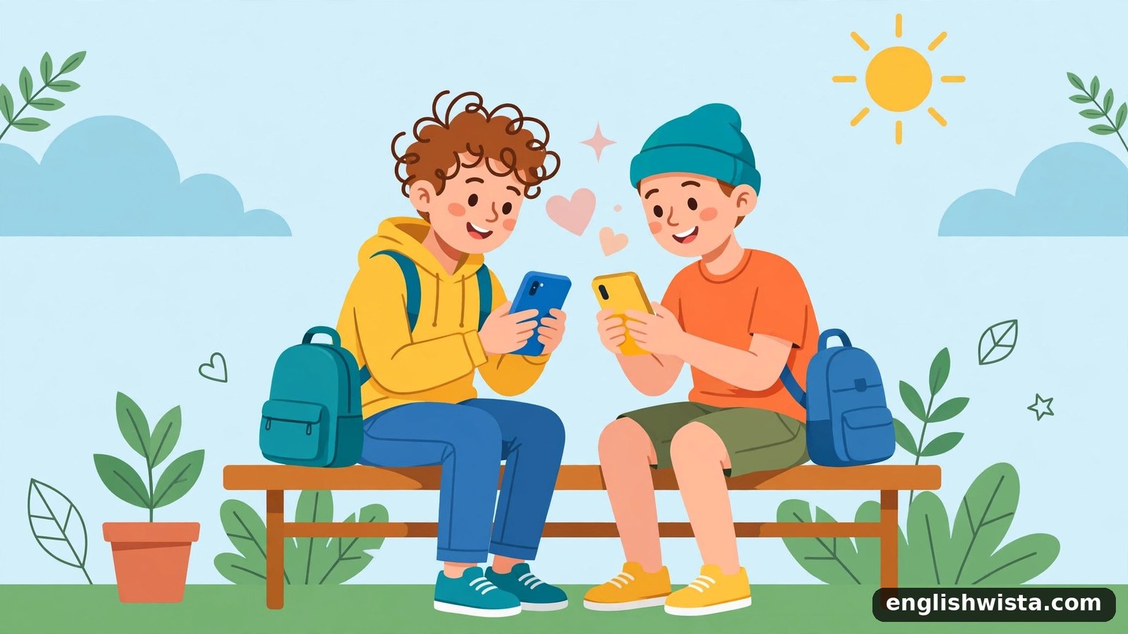Friends texting illustration