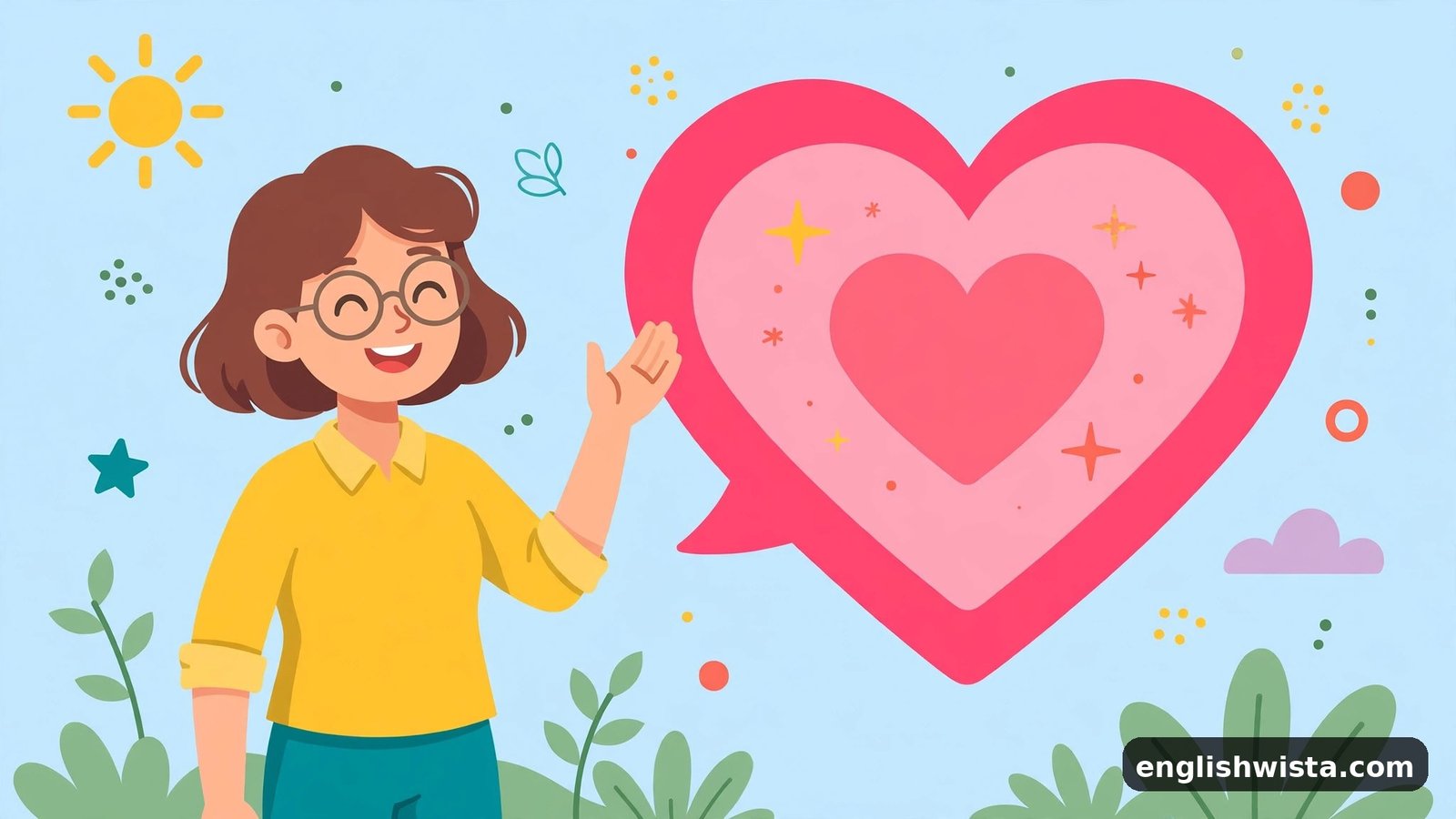 Person giving a compliment with a heart