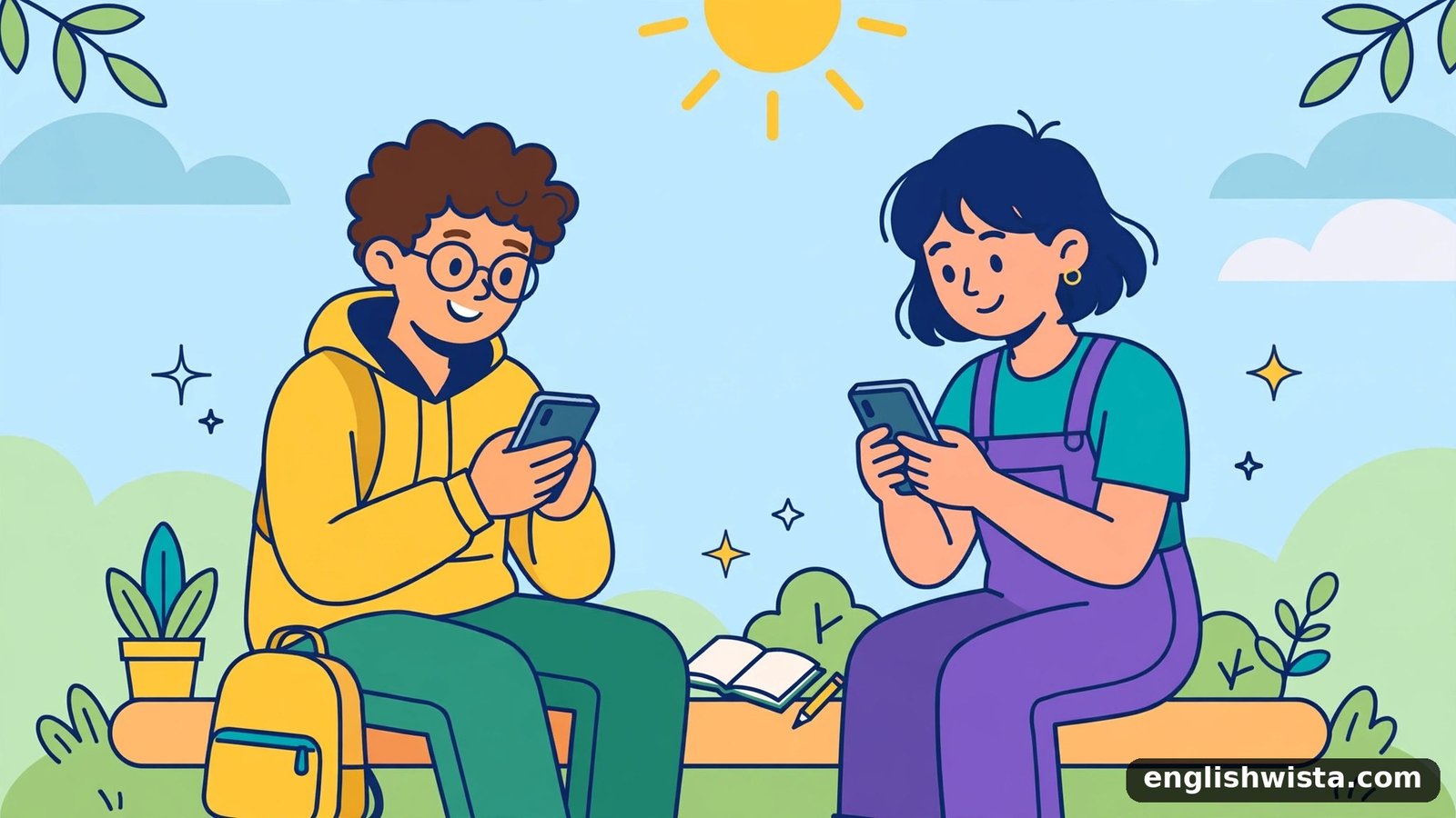 Friends texting illustration
