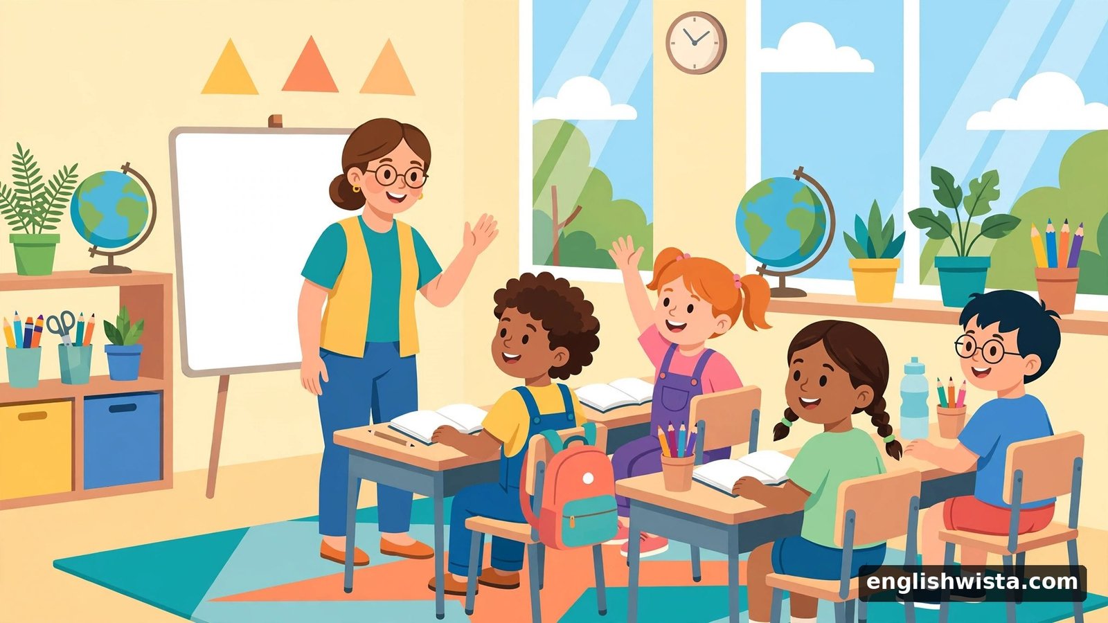 Classroom scene learning cue vs queue