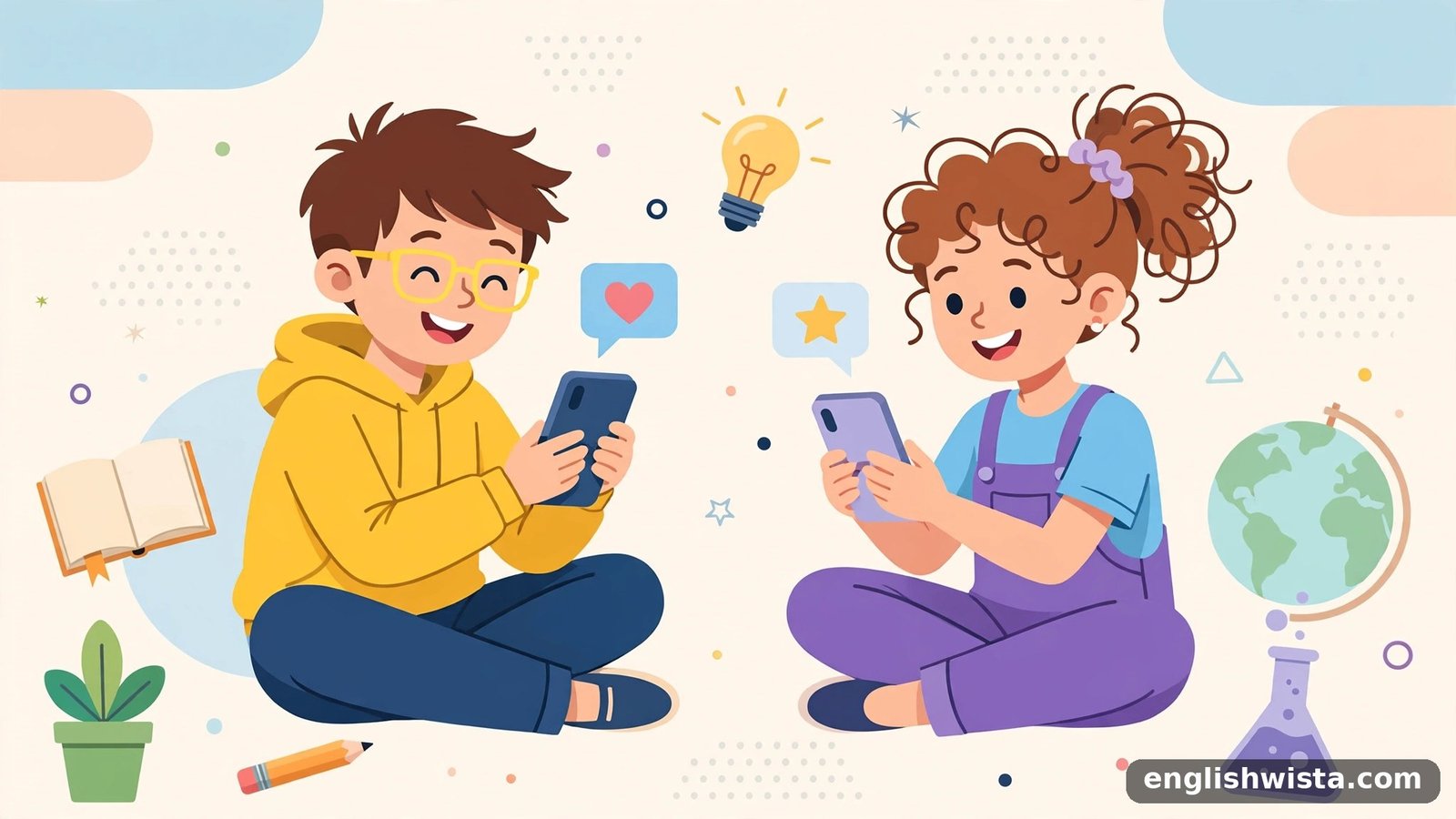 Friends texting illustration