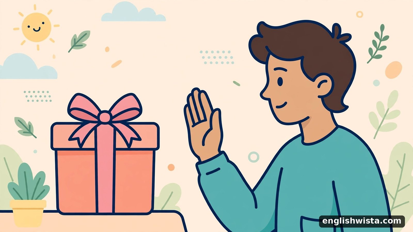 Person politely declining a gift for refuse