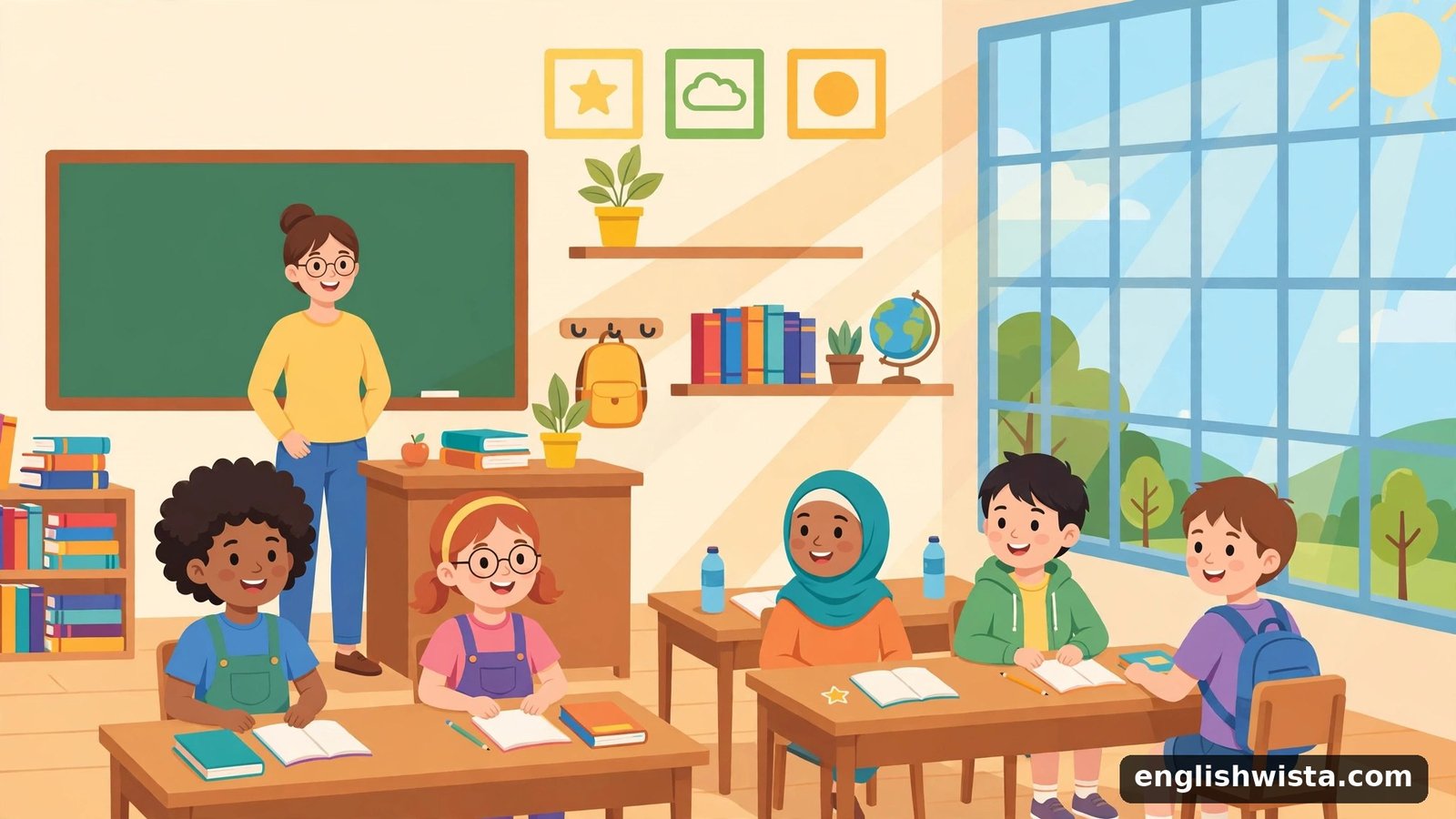 Classroom scene learning desert vs dessert