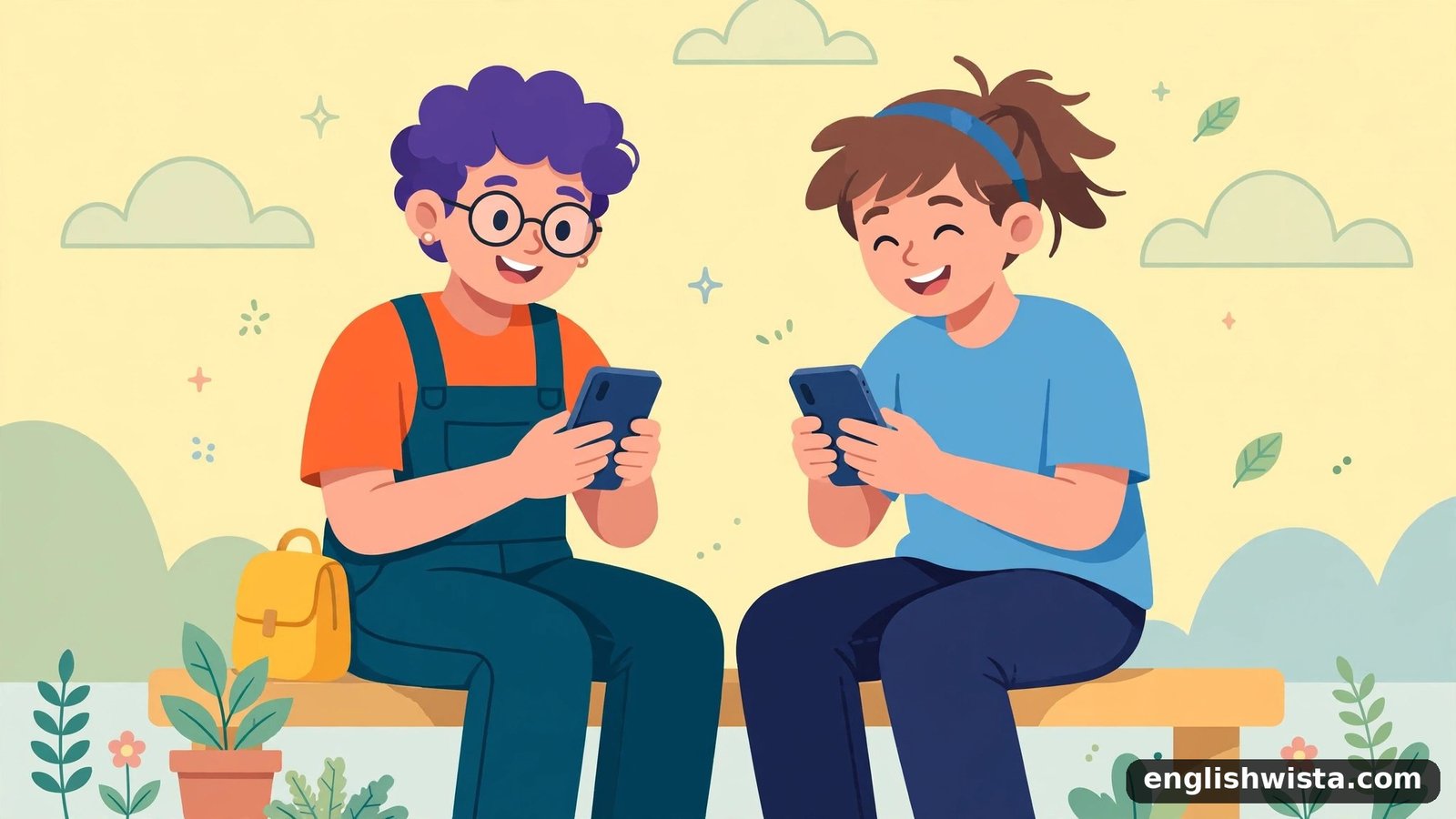 Friends texting illustration