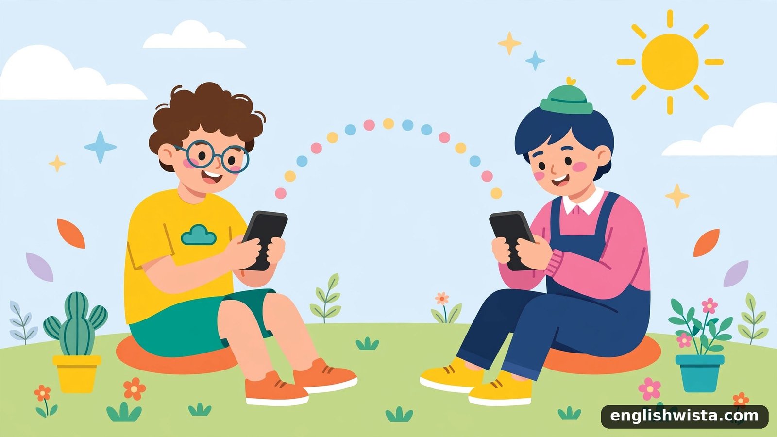 Friends texting illustration