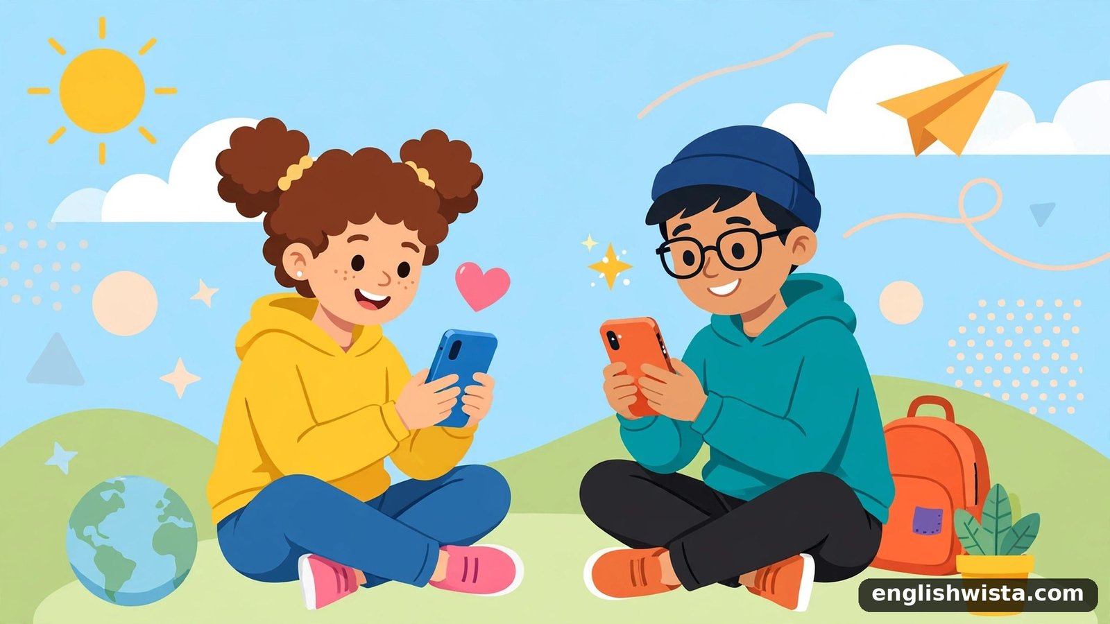 Friends texting illustration