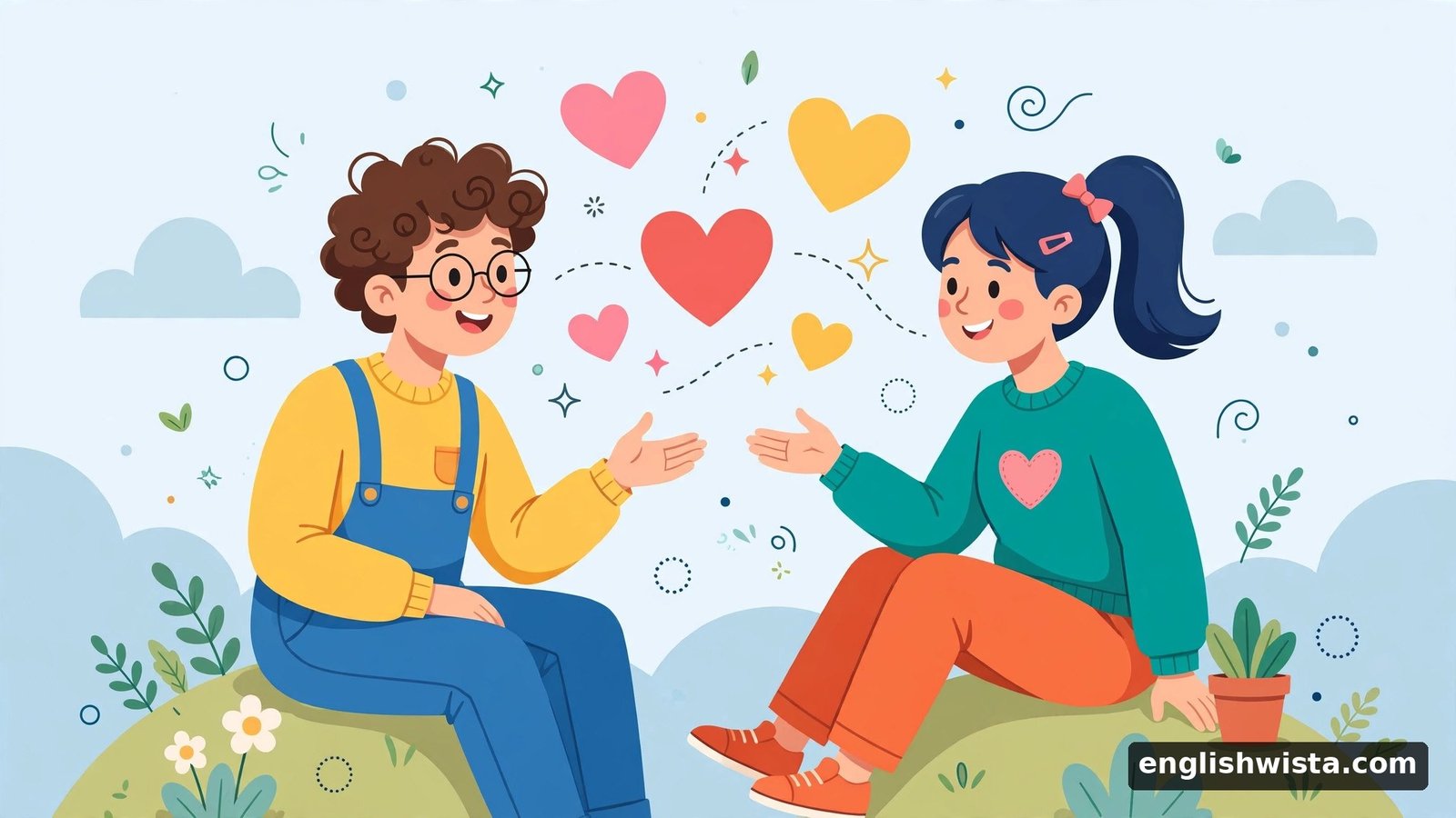 Two friends talking with hearts for empathy vs sympathy