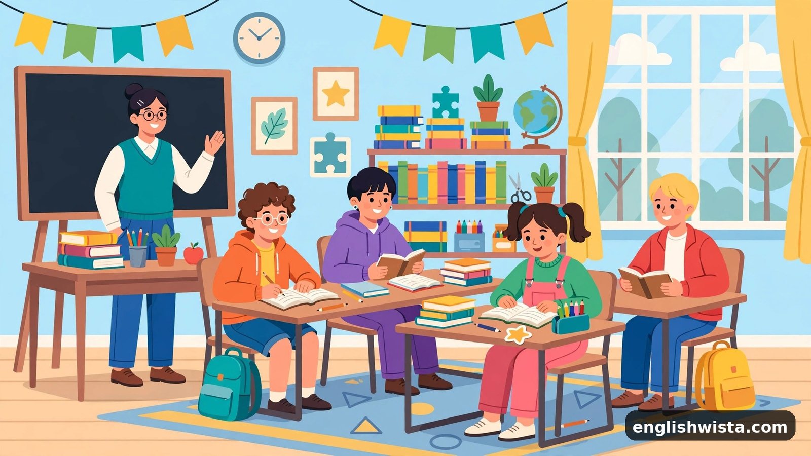 Classroom scene learning farther vs further