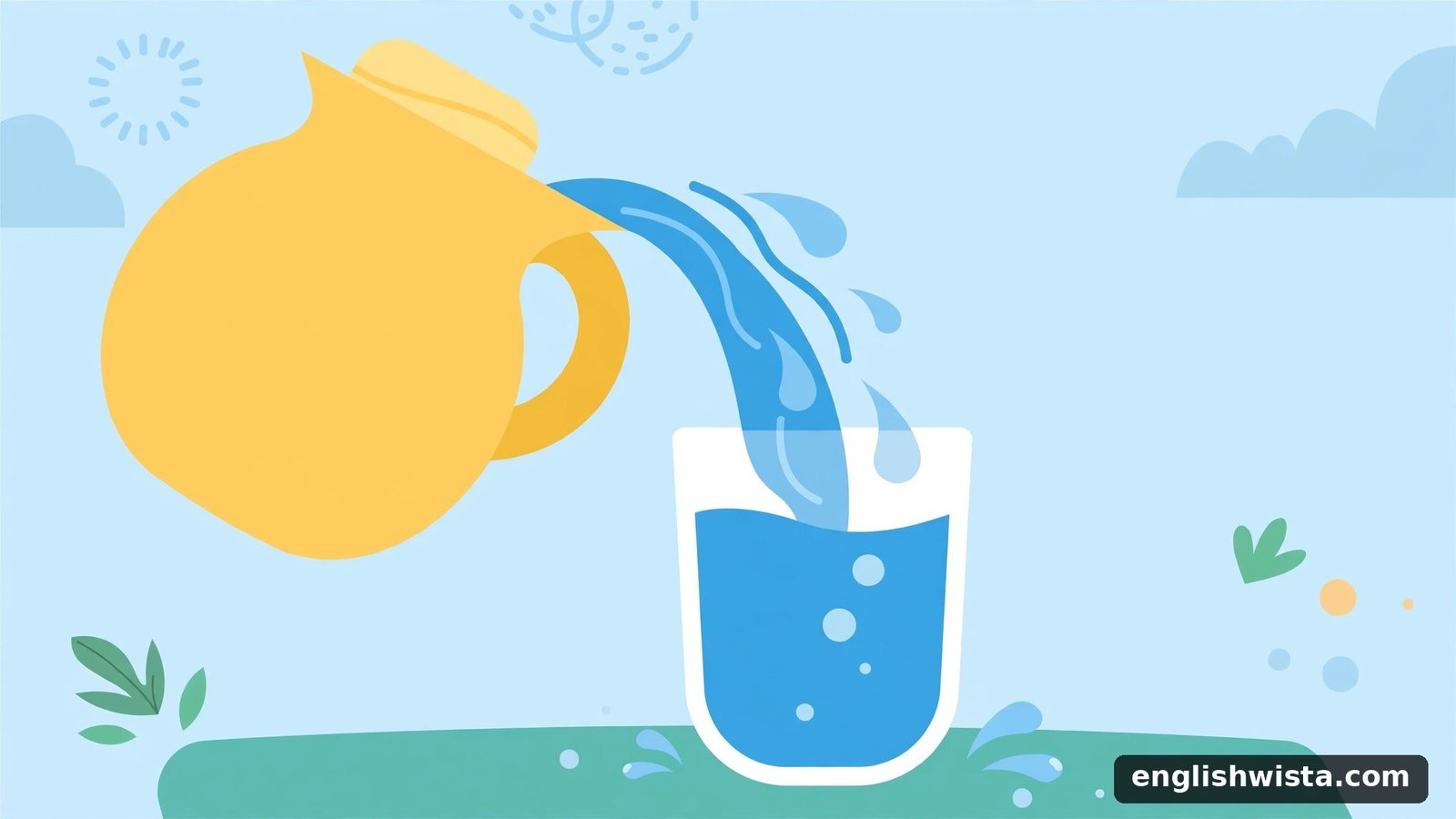 Pouring water into a glass for less