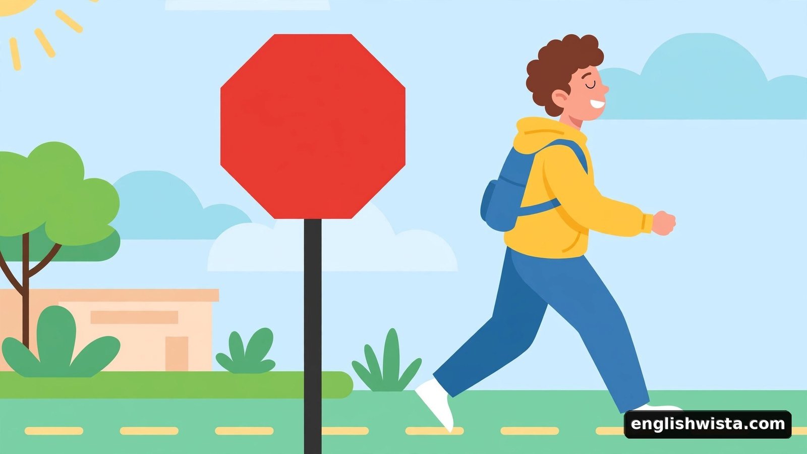 Person ignoring a stop sign for flout