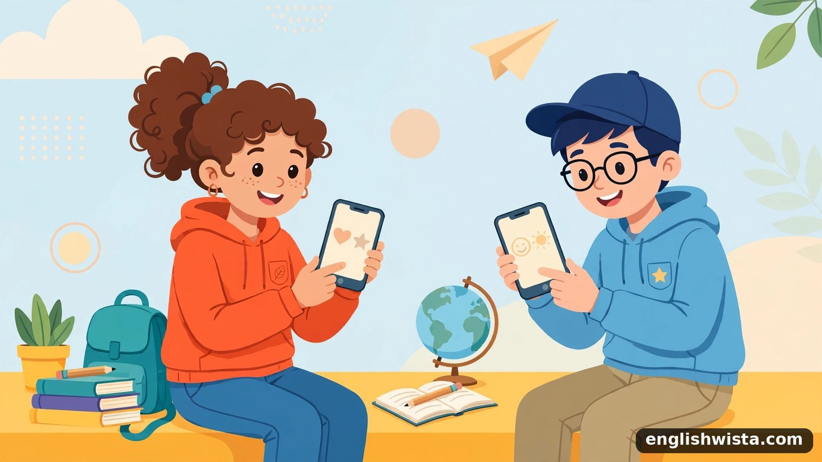 Friends texting illustration