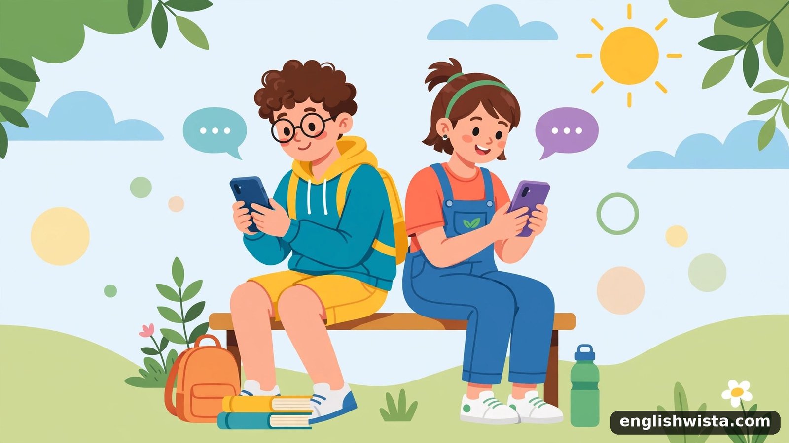 Friends texting illustration