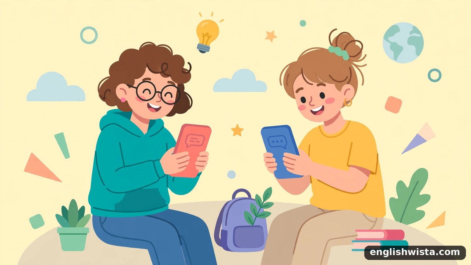 Friends texting illustration