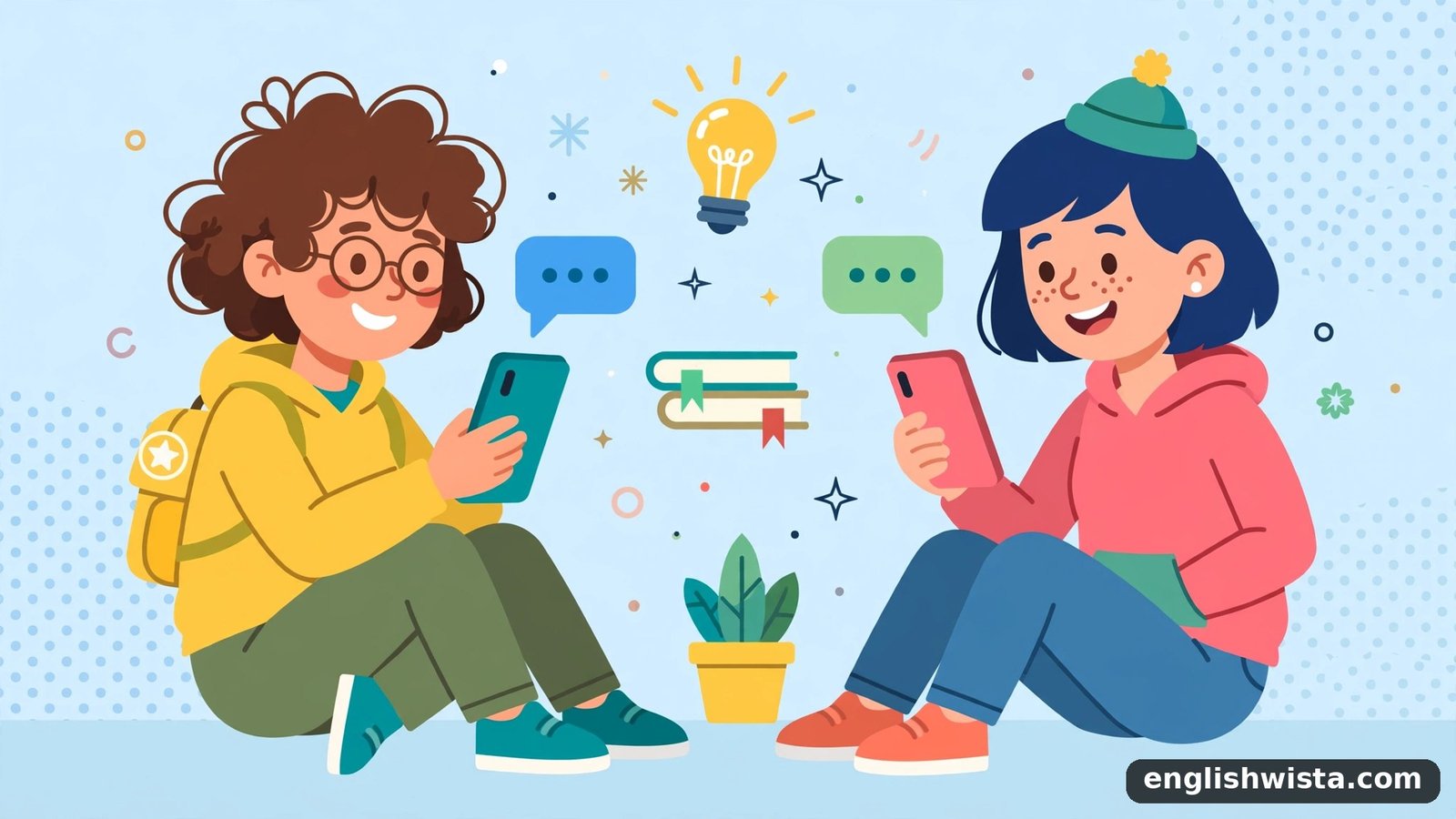 Friends texting illustration