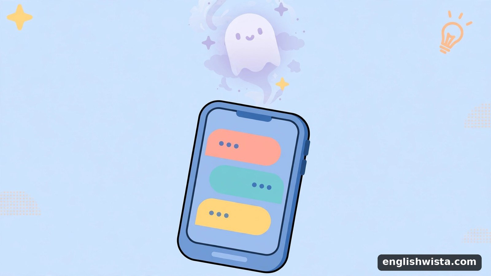 Phone with unanswered messages and a ghost