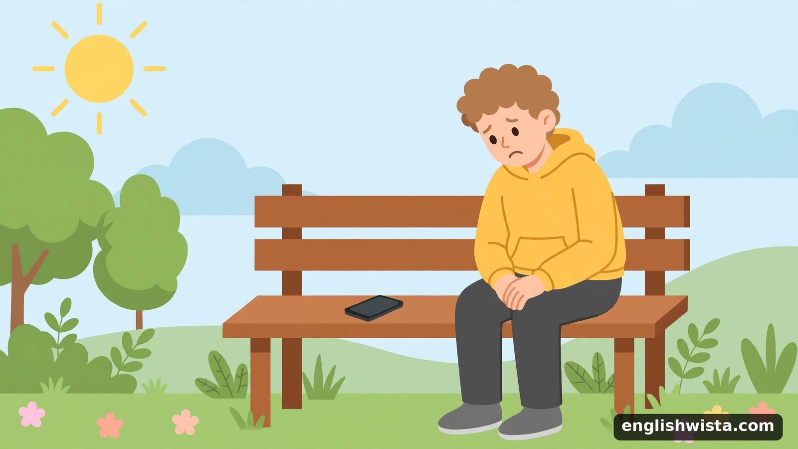 Person waiting sadly by phone