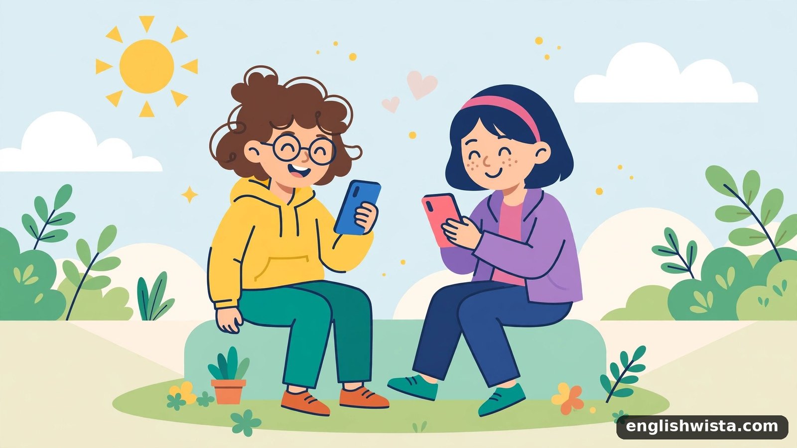 Friends texting illustration