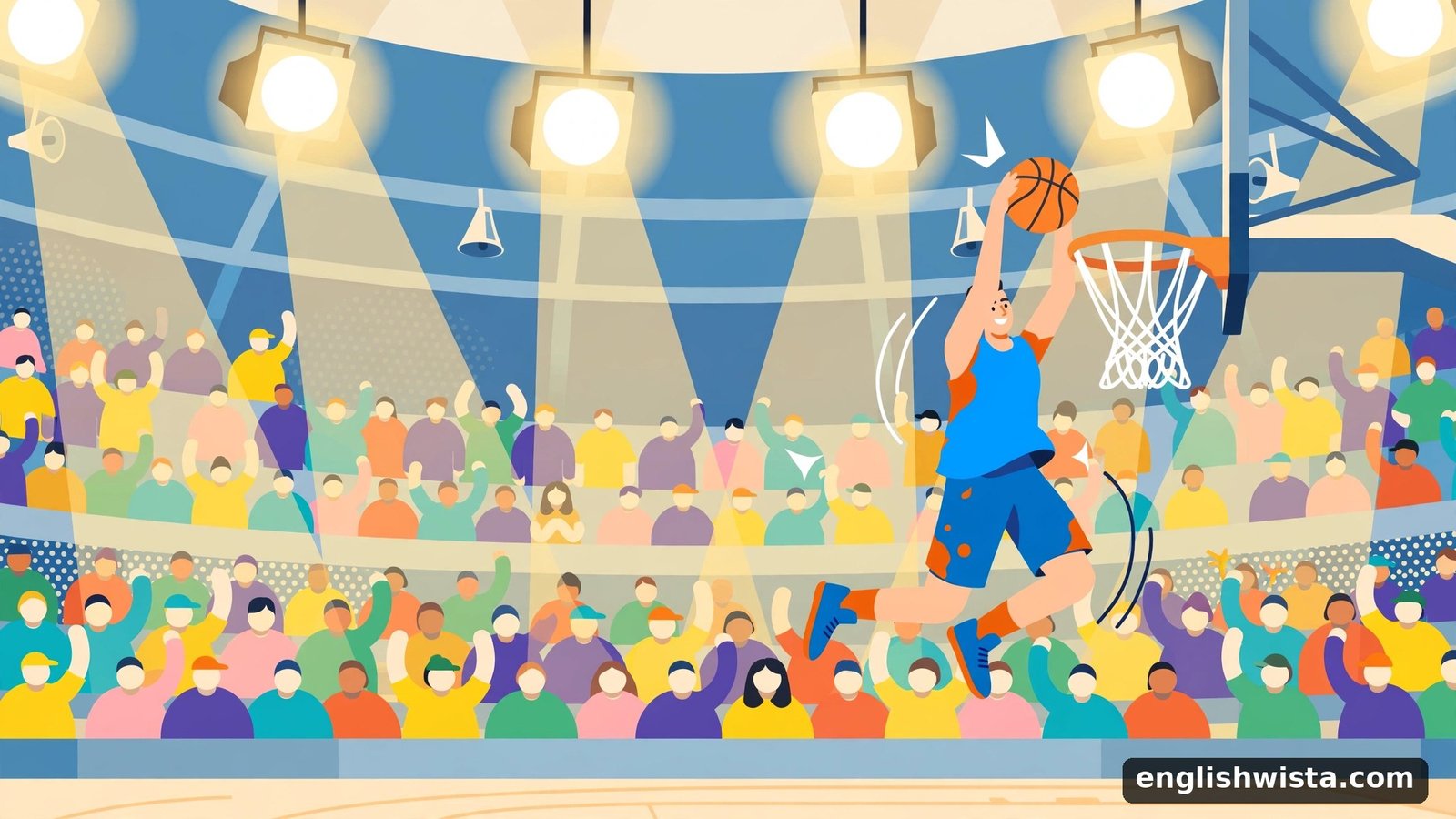 Basketball player dunking