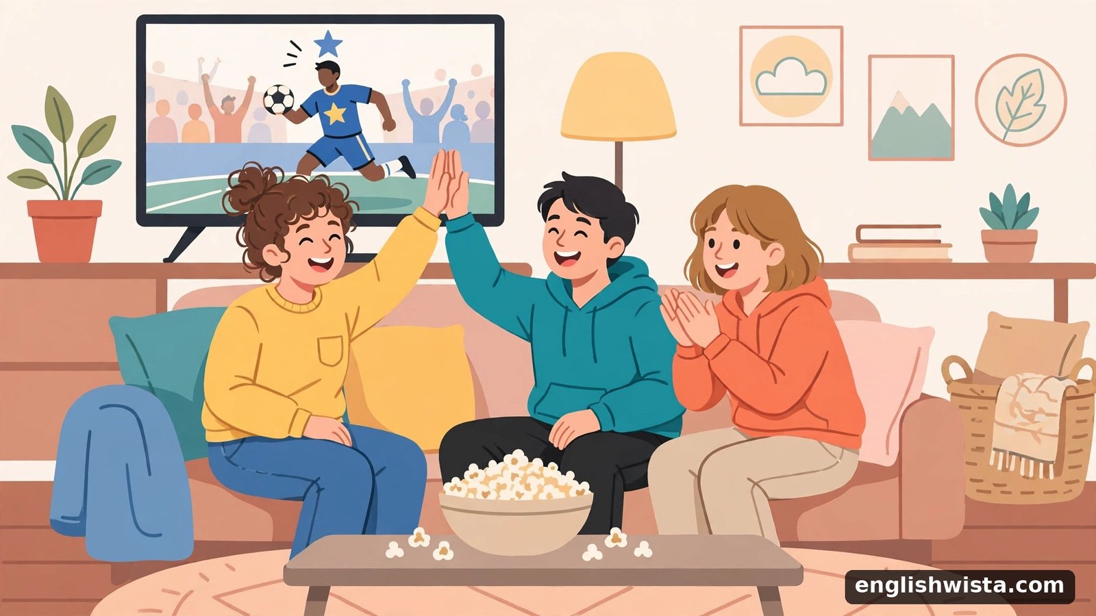 Friends cheering for a star player