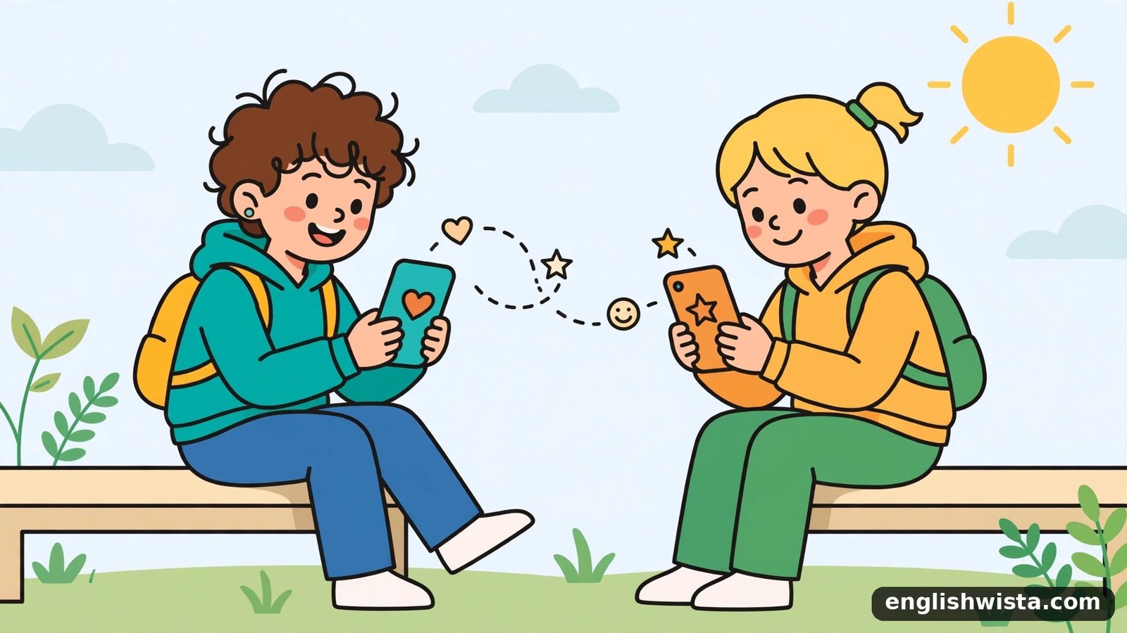 Friends texting illustration