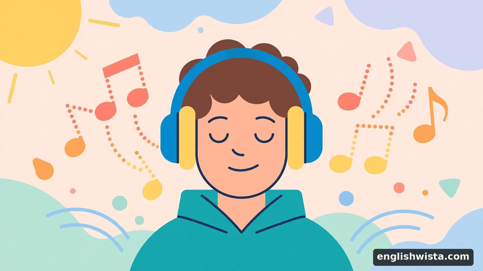Person with headphones concentrating for listen