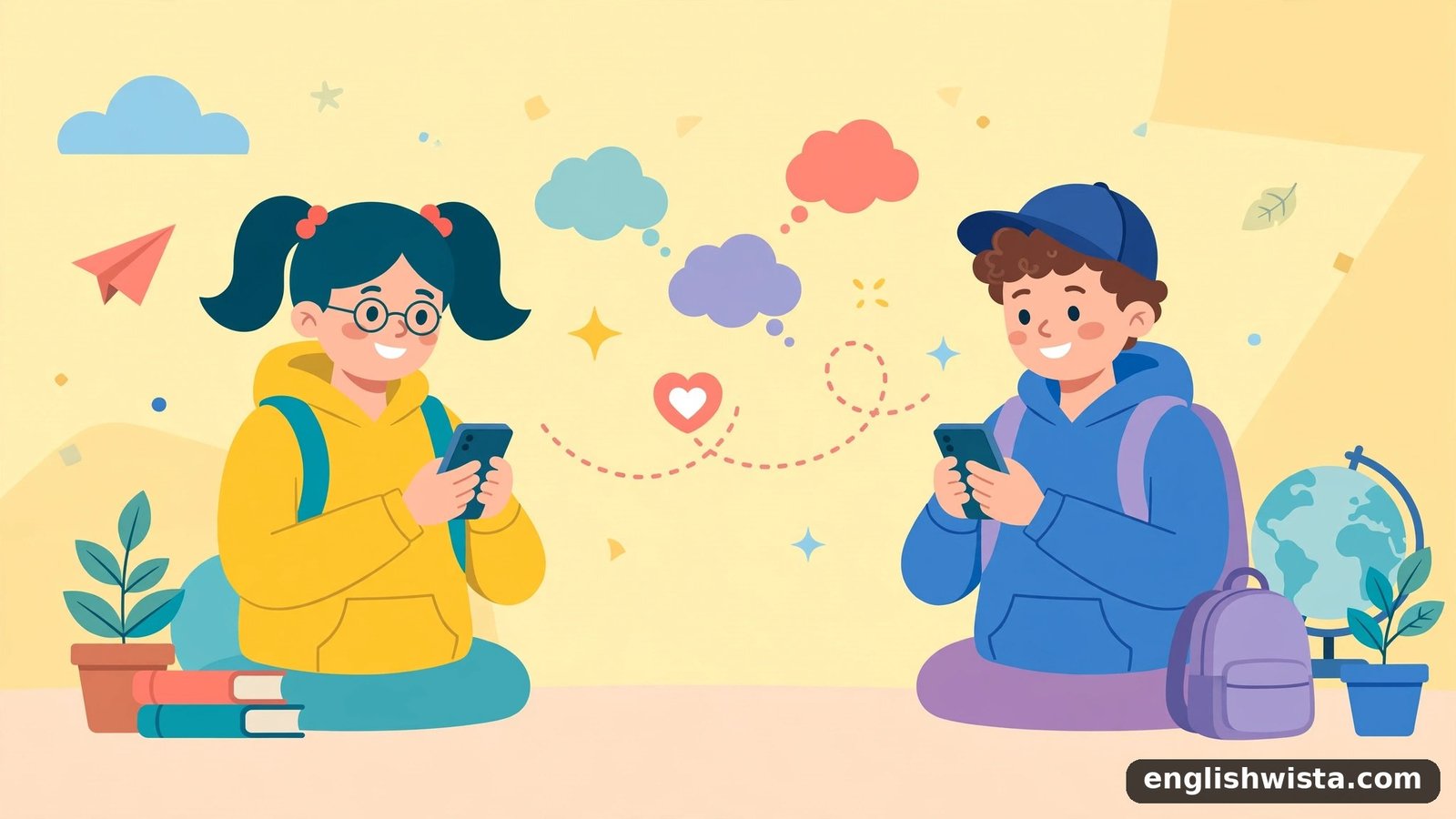 Friends texting illustration