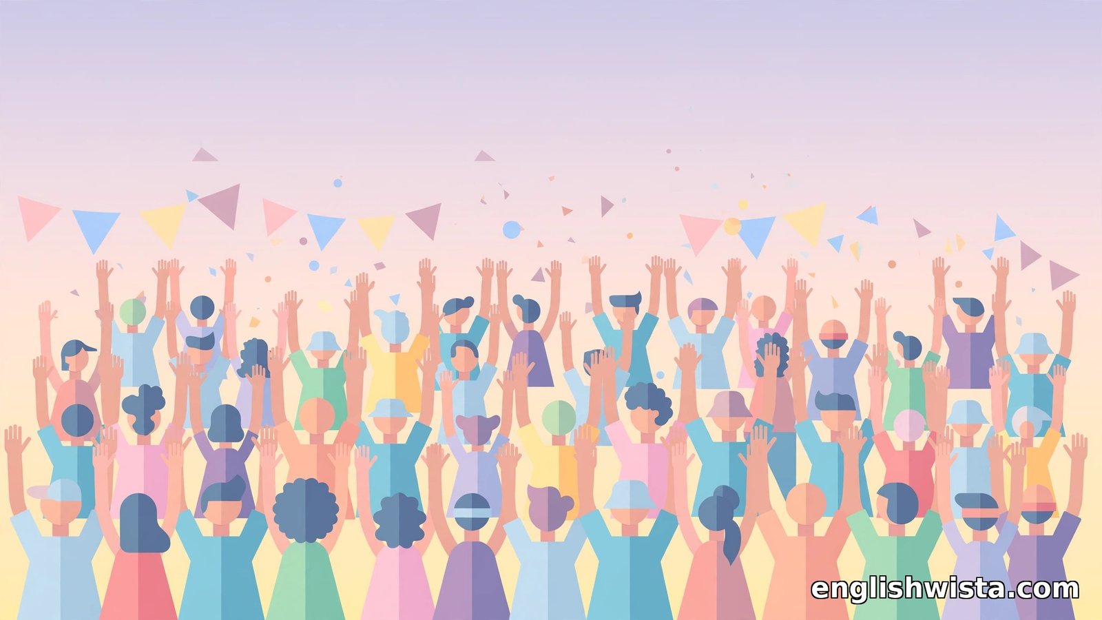 Flat vector large crowd of people at a festival with raised hands