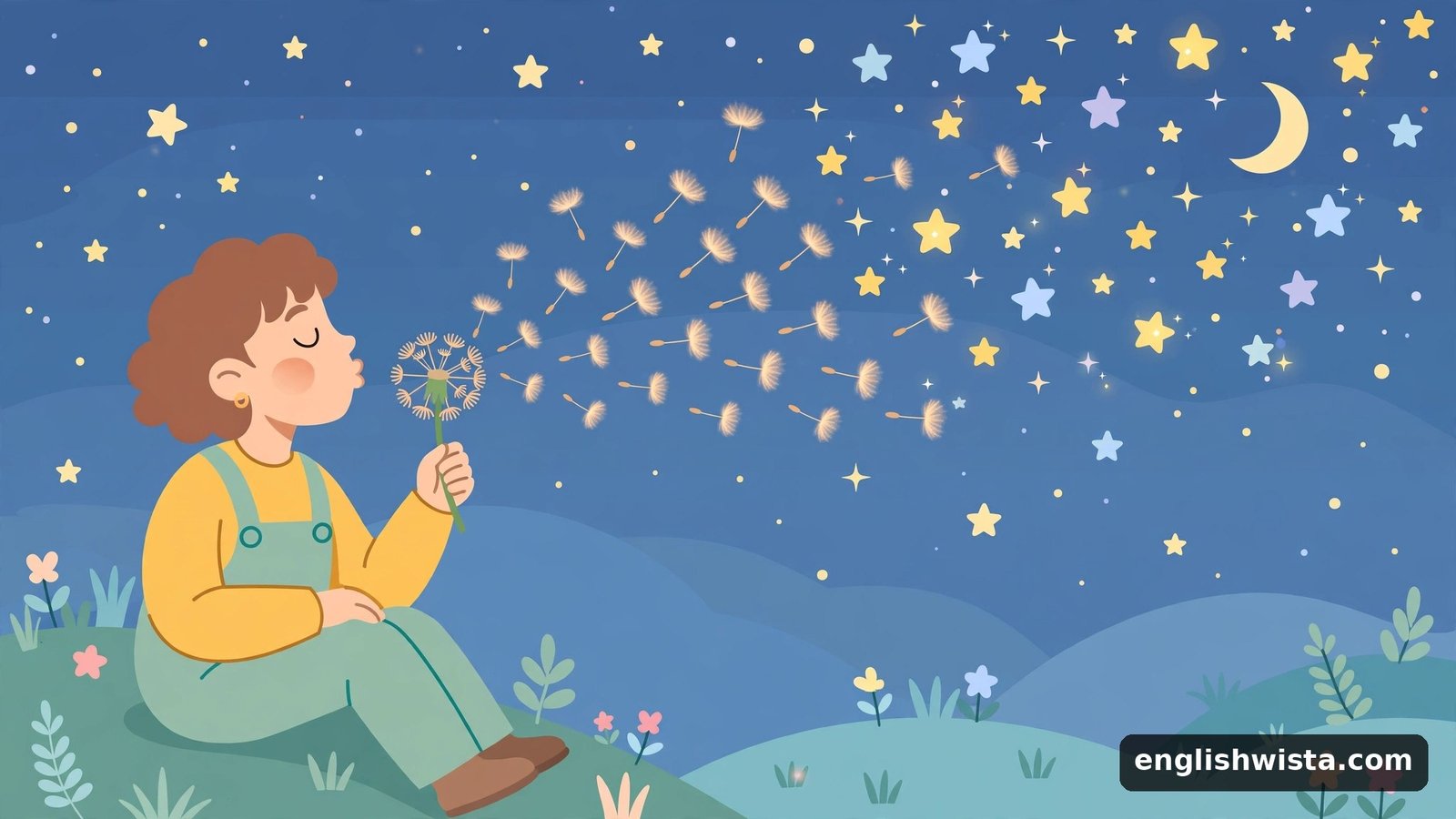 Person blowing a dandelion for a wish