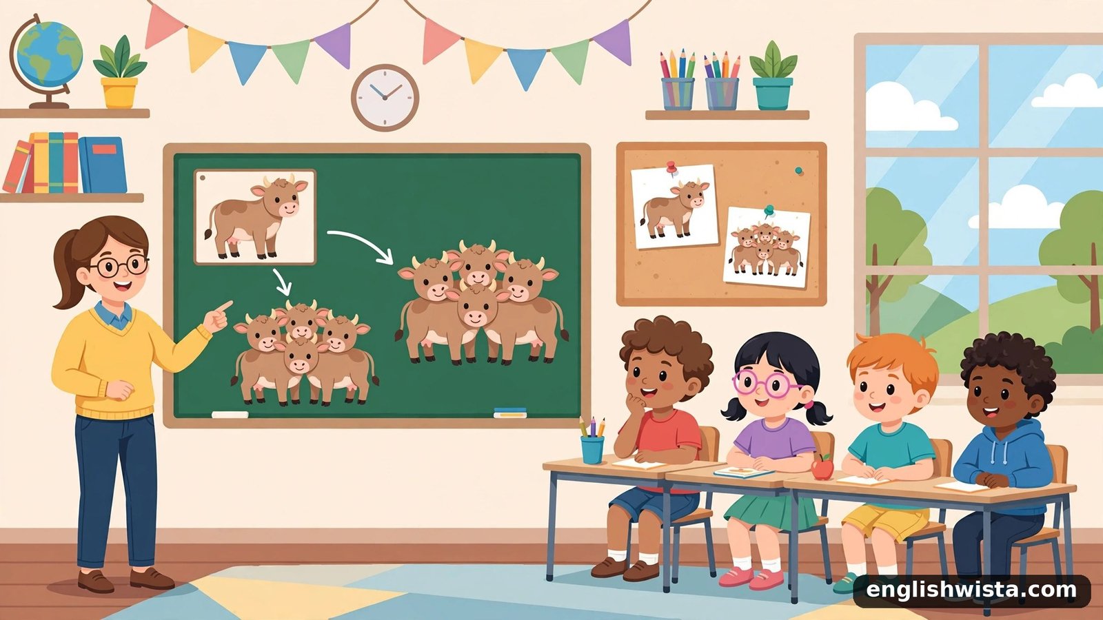 Classroom learning the plural of Calf