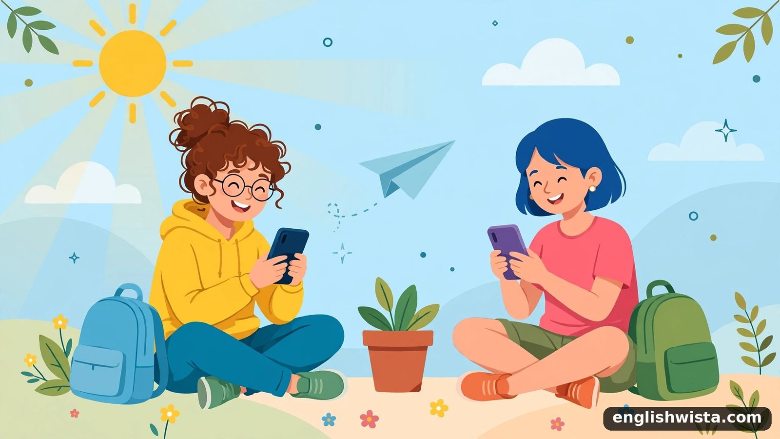 Friends texting illustration