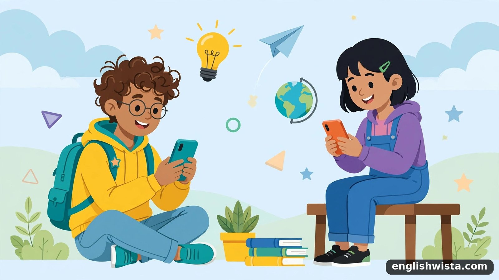 Friends texting illustration