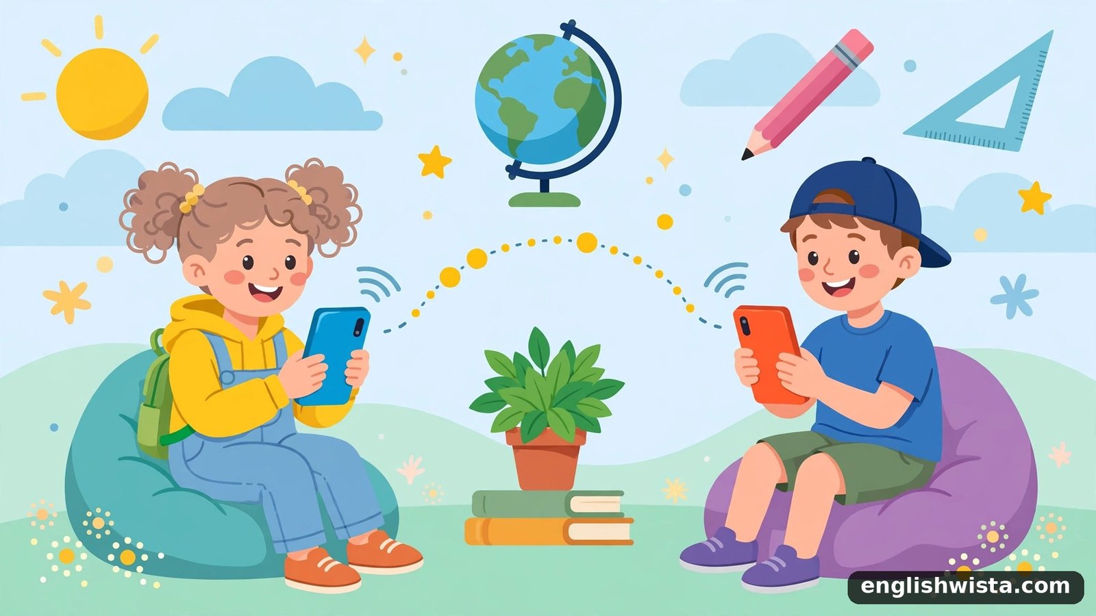 Friends texting illustration
