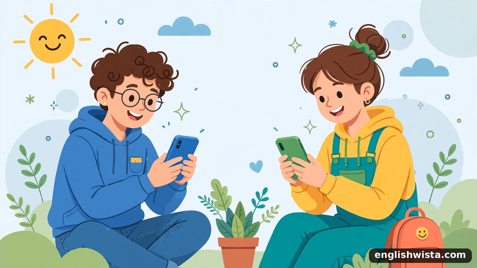 Friends texting illustration