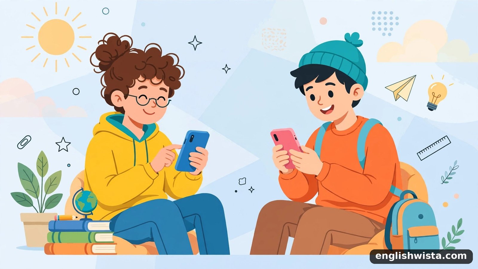 Friends texting illustration