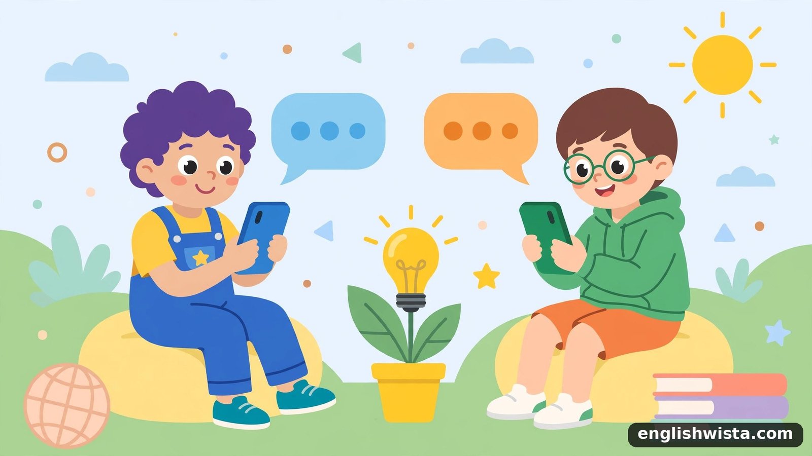Friends texting illustration
