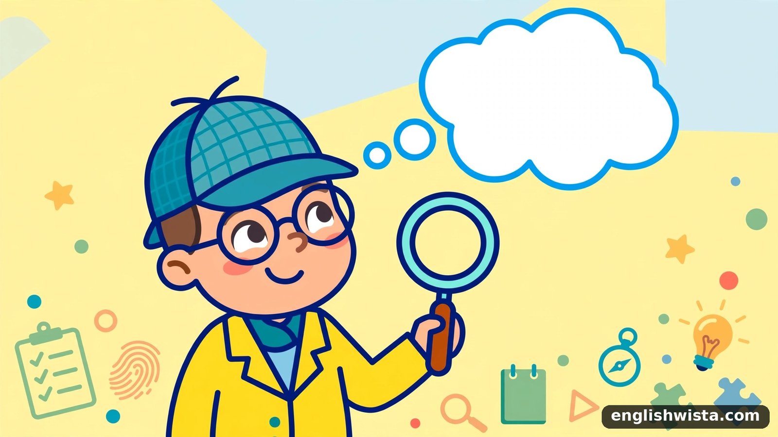Detective thinking with a magnifying glass
